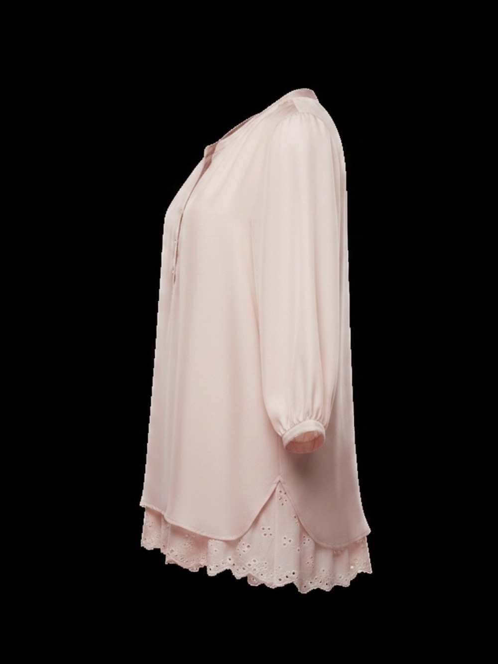 Soft Surroundings Cotton Silk Blush/Pink Tunic Eylet Embroidered Hem Medium - Picture 3 of 10
